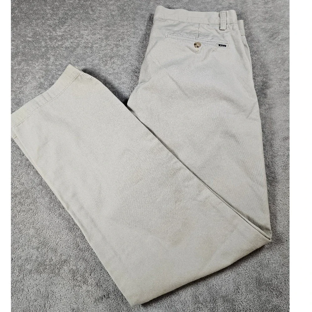 Polo Ralph Lauren Mens Khaki Chino Pants Straight Leg Cotton Twill Trousers Tan